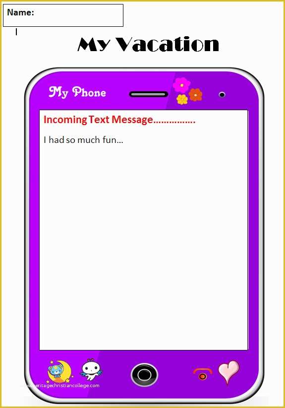 Text Message Templates Free Of Mon Core Graphic organizer Narrative My Vacation