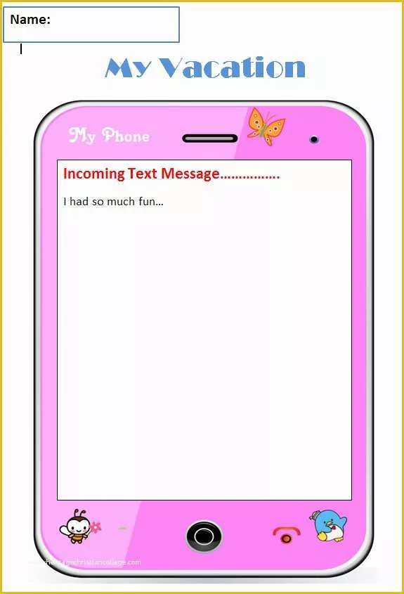Text Message Templates Free Of Mon Core Graphic organizer Narrative My Vacation