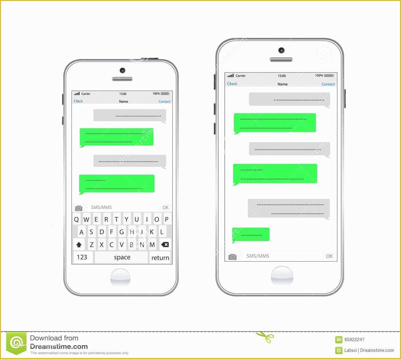 Text Message Templates Free Of Smartphone Chatting Sms Template Bubbles Stock Vector