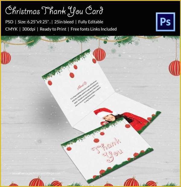 Thank You Card Template Free Download Of 30 Christmas Thank You Card Templates Free Psd Eps