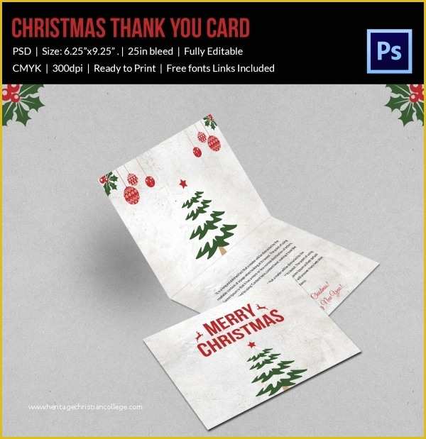 Thank You Card Template Free Download Of 30 Christmas Thank You Card Templates Free Psd Eps