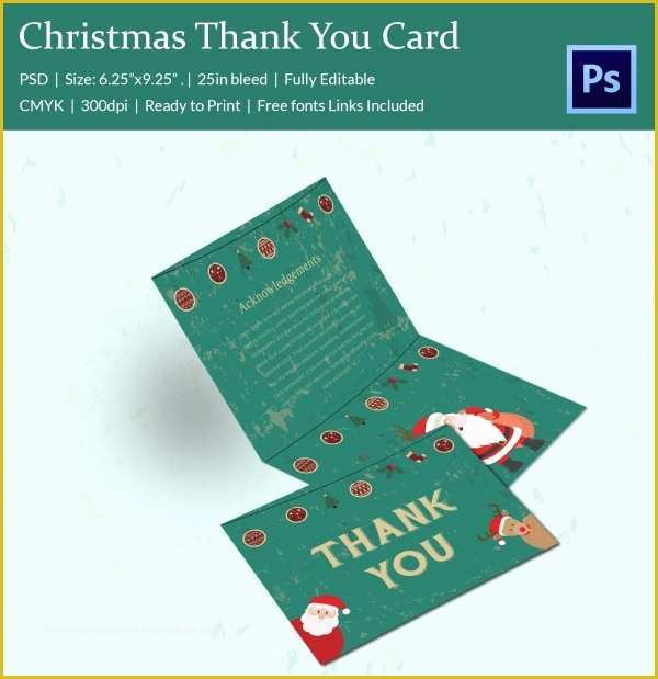 Thank You Card Template Free Download Of 30 Christmas Thank You Card Templates Free Psd Eps