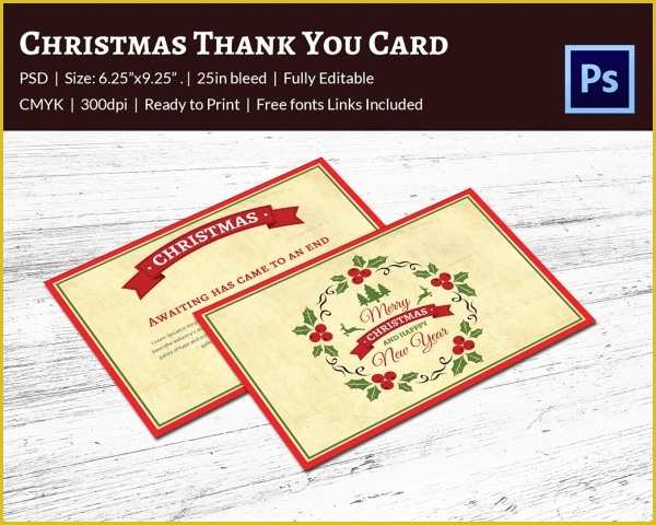 Thank You Card Template Free Download Of 30 Christmas Thank You Card Templates Free Psd Eps