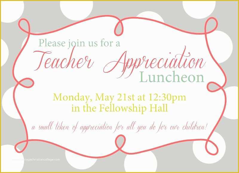 Thank You Flyer Template Free Of Invitation for Teacher Luncheon