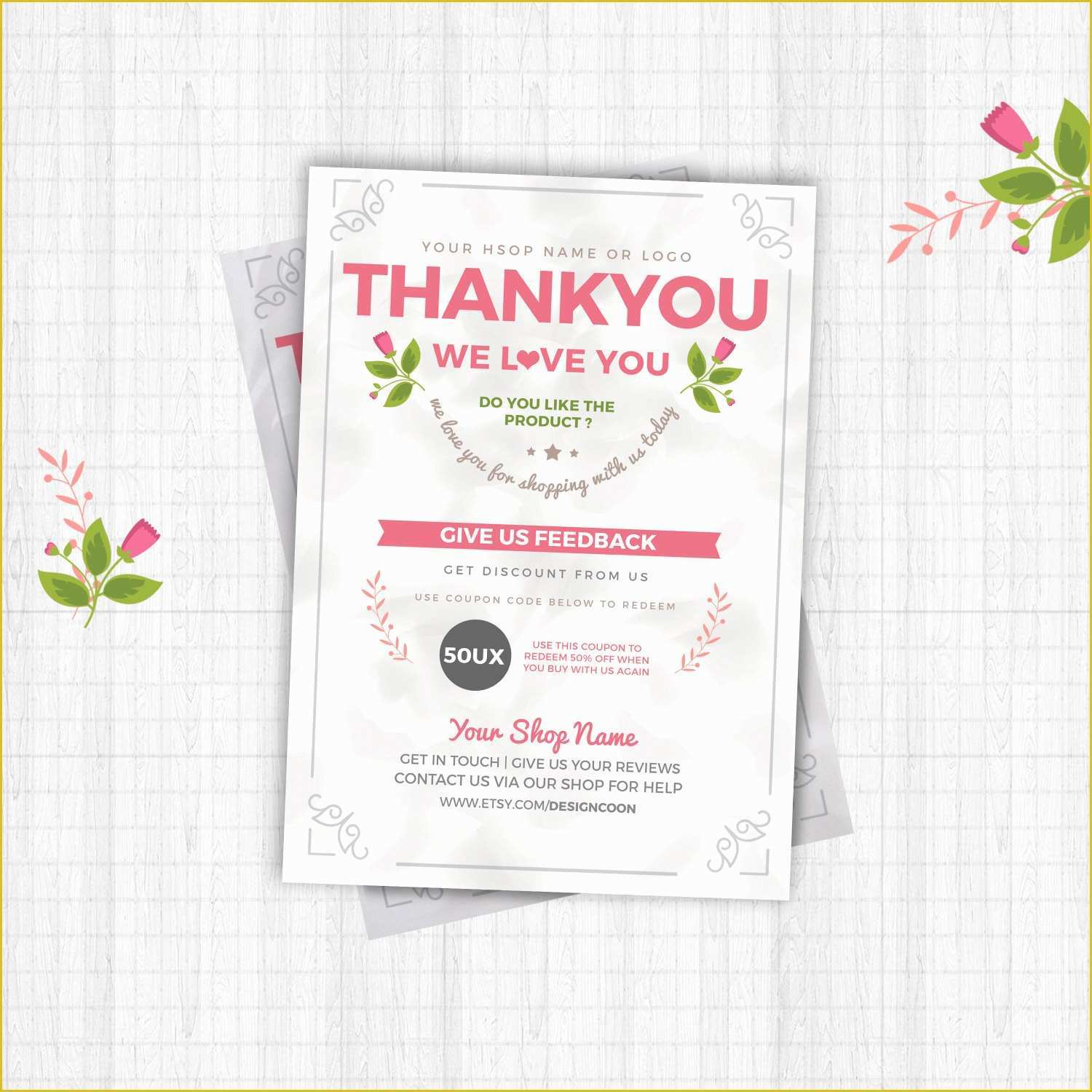 Thank You Flyer Template Free Of Thank You Flyer Card Template Design for Shop Psd by