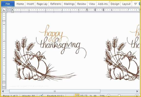 Thanksgiving Card Template Free Of Best Thanksgiving Templates for Microsoft Word