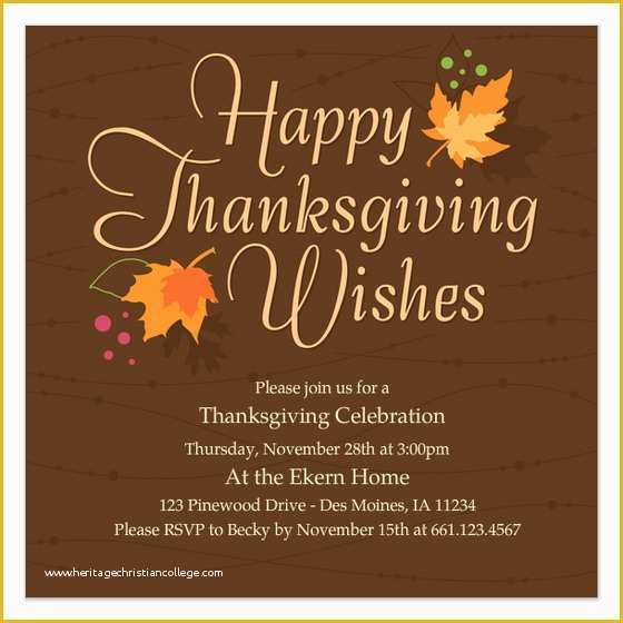 Thanksgiving Card Template Free Of Thanksgiving Invitation Card Templates – Happy Easter
