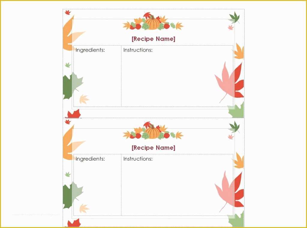 Thanksgiving Card Template Free Of Thanksgiving Recipe Cards