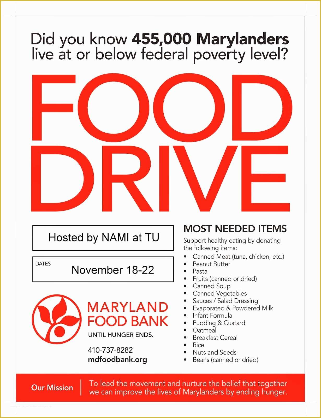 Printable Editable Food Drive Flyer