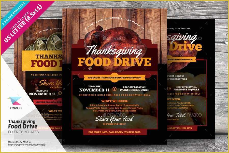 Thanksgiving Food Drive Flyer Template Free Of Thanksgiving Food Drive Flyer Templates by Kinzi21