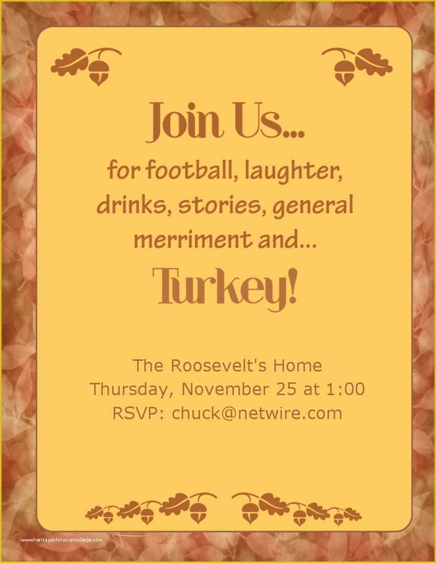 Thanksgiving Potluck Invitation Template Free Printable Of 7 Best Of Thanksgiving Dinner Invitation Templates