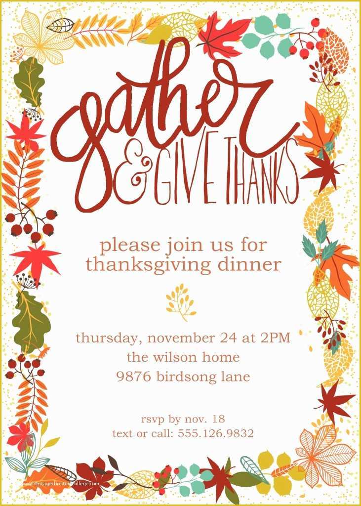 Thanksgiving Potluck Invitation Template Free Printable Of Customizable Thanksgiving Invitation
