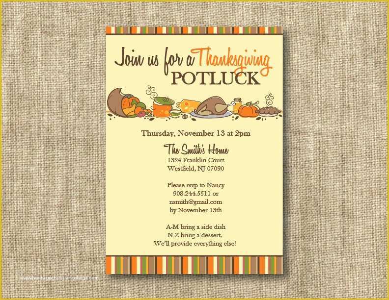 Thanksgiving Potluck Invitation Template Free Printable Of Thanksgiving Potluck Flyer Templates – Happy Easter