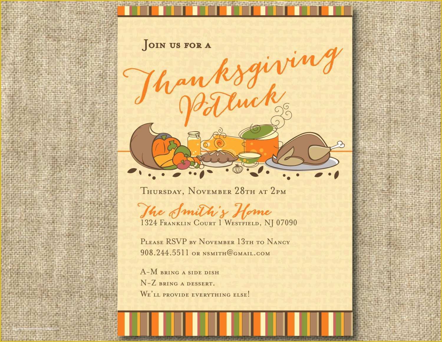 Thanksgiving Potluck Invitation Template Free Printable Of Thanksgiving 