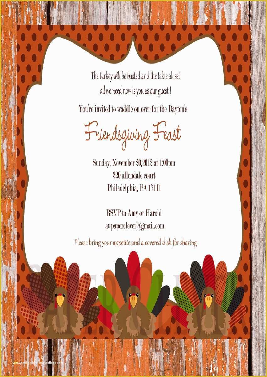 Thanksgiving Potluck Invitation Template Free Printable Of Unique ...