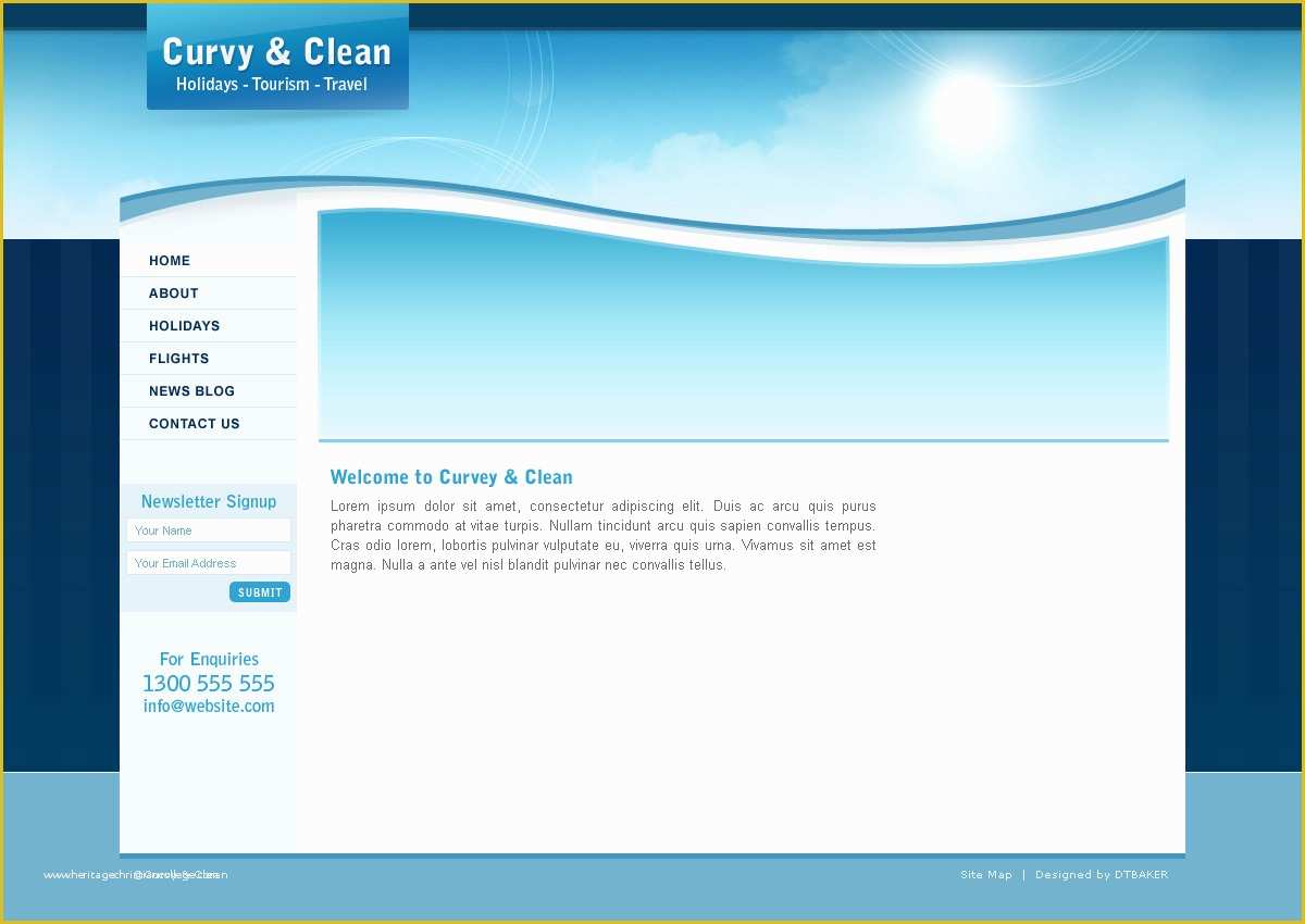 Themeforest Free Templates Of Curvy and Clean Travel 3 Page Photoshop by Dtbaker
