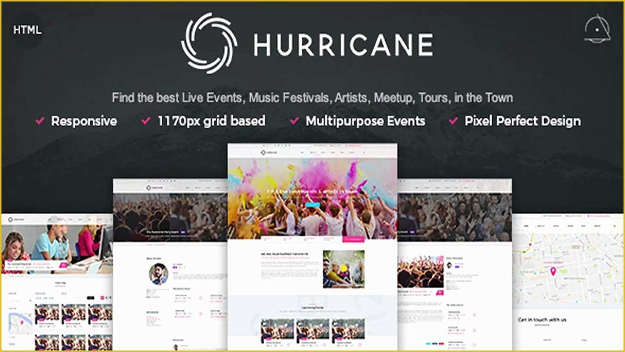 Themeforest Free Templates Of Hurricane Live events Artists tours &amp; Music HTML