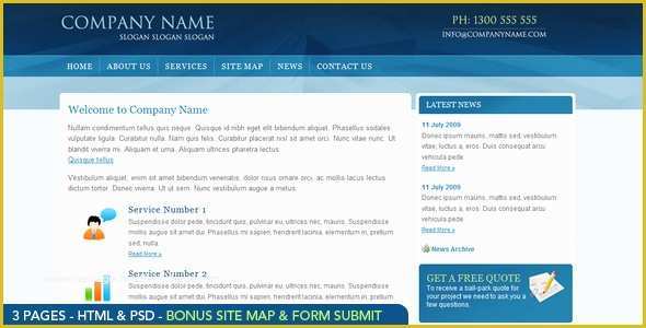 Themeforest Website Templates Free Download Of Blue Business HTML by Dtbaker