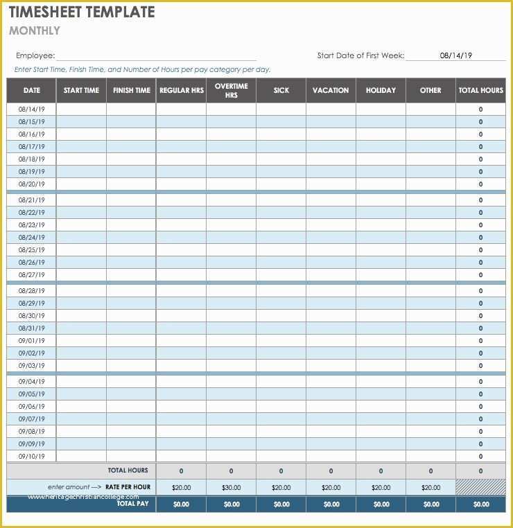 Time Card Spreadsheet Template Free Of 17 Free Timesheet and Time Card Templates