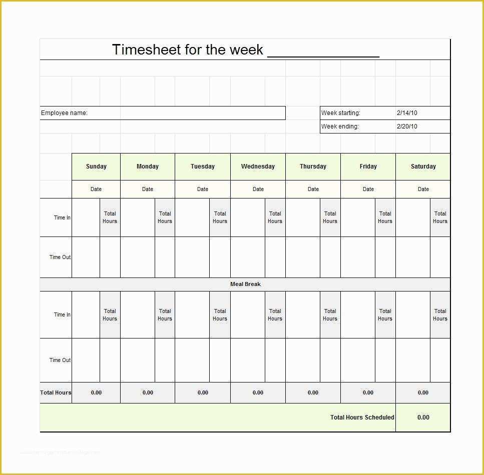 Time Card Spreadsheet Template Free Of 40 Free Timesheet Time Card Templates Template Lab