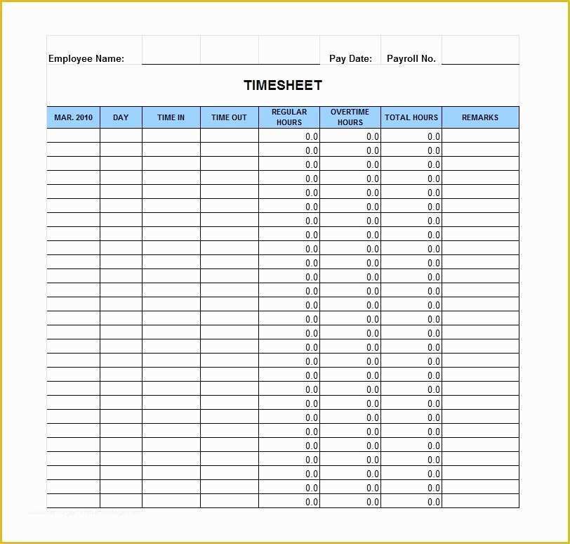 Time Card Spreadsheet Template Free Of 40 Free Timesheet Time Card Templates Template Lab