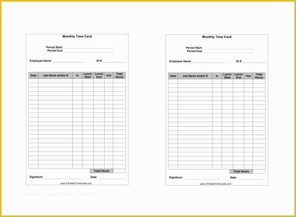 Time Card Spreadsheet Template Free Of 7 Printable Time Card Templates Doc Excel Pdf