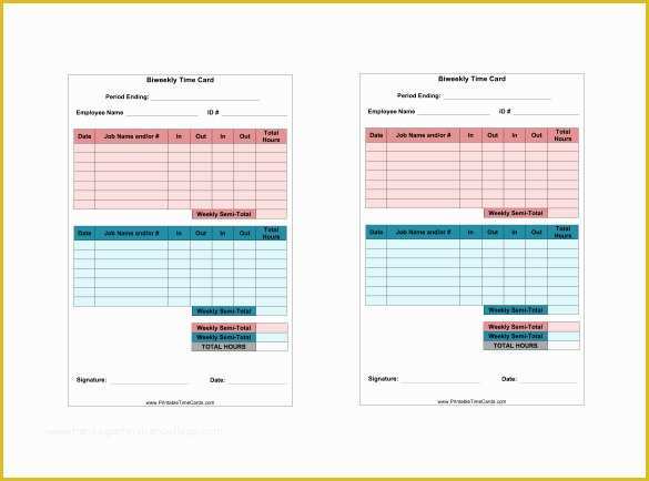 Time Card Spreadsheet Template Free Of 7 Printable Time Card Templates Doc Excel Pdf
