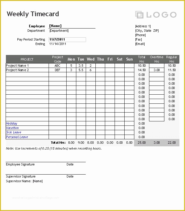 Time Card Spreadsheet Template Free Of 9 Free Printable Time Cards Templates Excel Templates