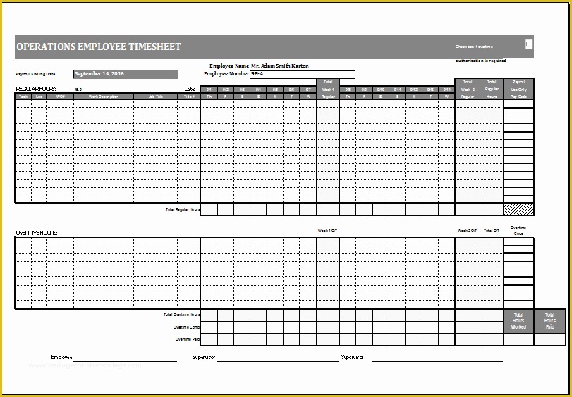Time Card Spreadsheet Template Free Of Operations Employee Time Card Template Ms Excel