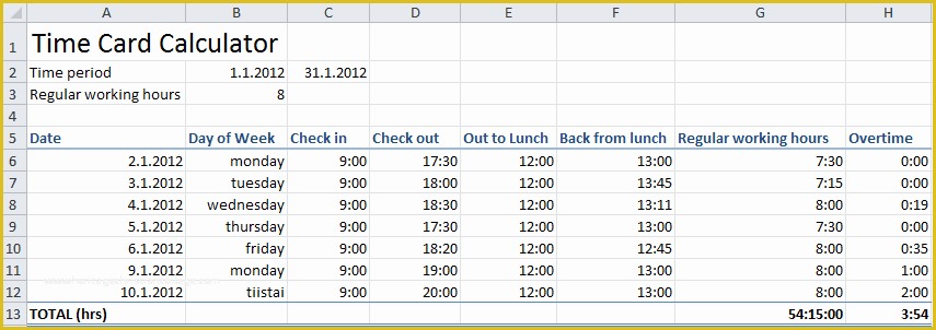 Time Card Spreadsheet Template Free Of Time Card Excel Template Free Templates Free and themes