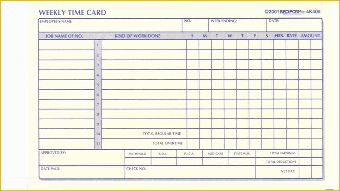 Time Card Spreadsheet Template Free Of Time Card Template