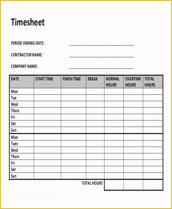 Timesheet for Contractors Template Free Excel Of 30 Timesheet Templates Free Sample Example format