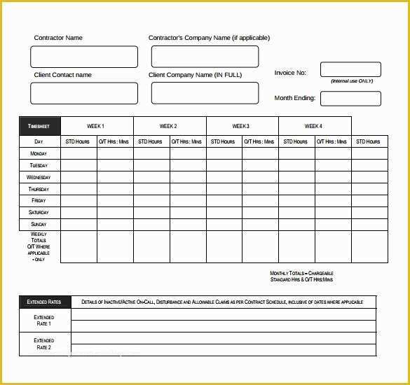 Timesheet for Contractors Template Free Excel Of 8 Timesheet Invoice Templates &amp; Samples Doc Pdf