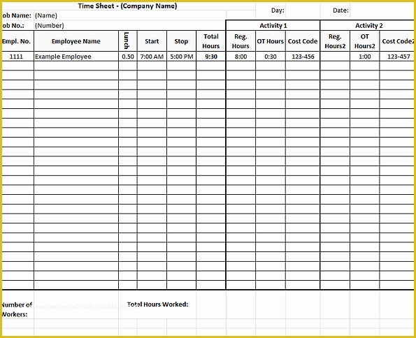 Timesheet for Contractors Template Free Excel Of Construction Time Sheet Template