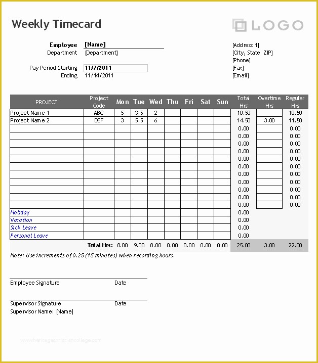 Timesheet for Contractors Template Free Excel Of Time Card Template for Excel