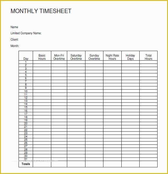 Timesheet Template Excel Free Download Of 12 Sample Monthly Timesheet Templates
