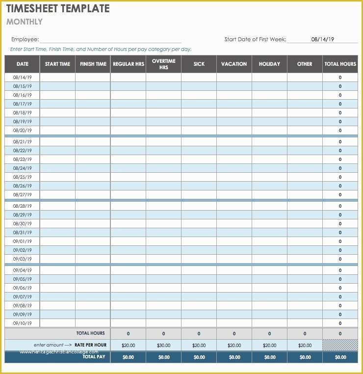 Timesheet Template Excel Free Download Of 15 Free Payroll Templates