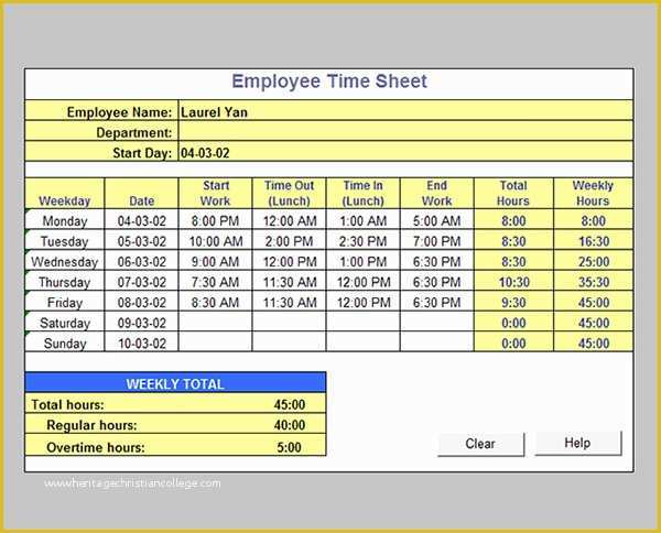 Timesheet Template Excel Free Download Of 17 Timesheet Calculator Templates to Download for Free