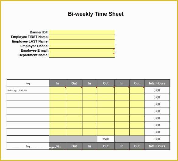 Timesheet Template Excel Free Download Of 25 Excel Timesheet Templates – Free Sample Example