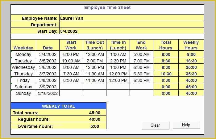 Timesheet Template Excel Free Download Of 60 Sample Timesheet Templates Pdf Doc Excel