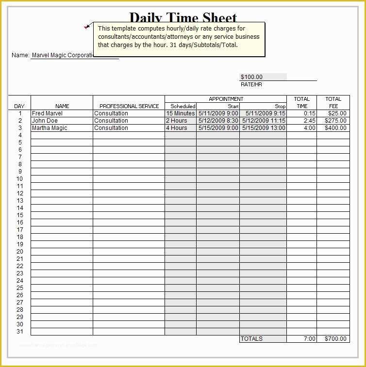 Timesheet Template Excel Free Download Of Excel Daily Timesheet Template