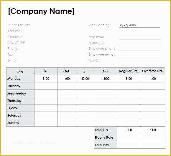 Timesheet Template Excel Free Download Of Free Download Weekly Timesheet Template