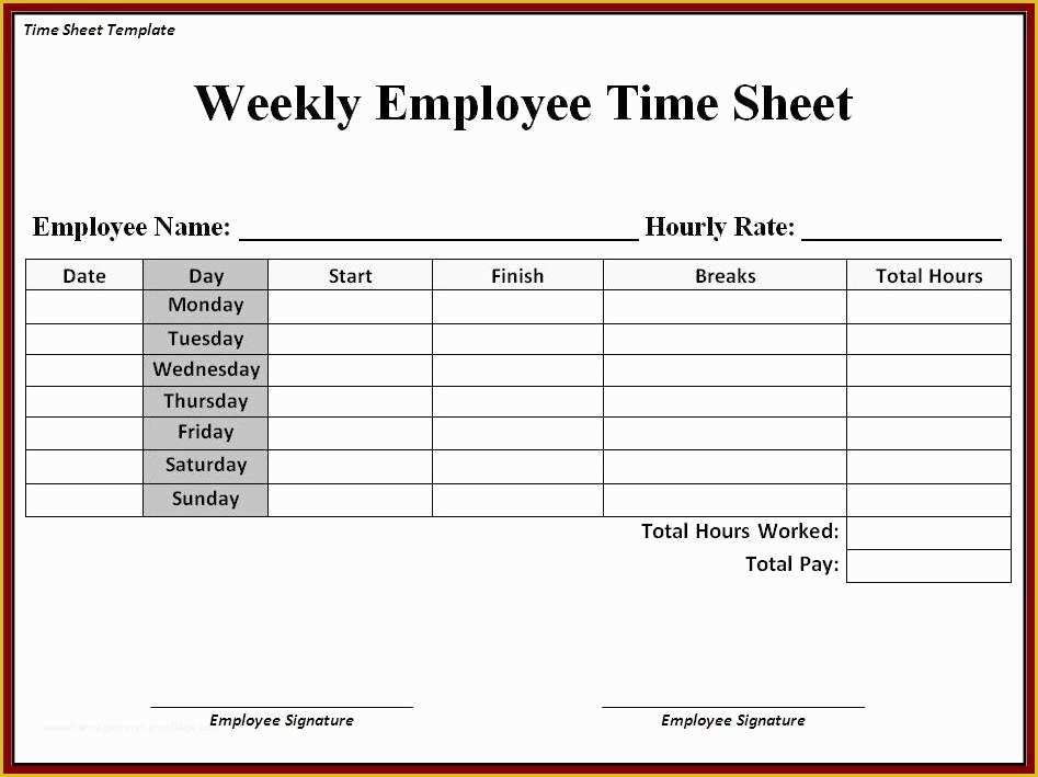 Timesheet Template Excel Free Download Of Printable Timesheet Printable 360 Degree