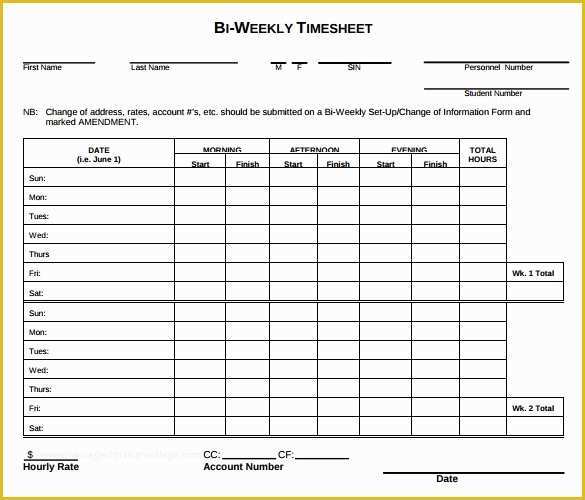 Timesheet Template Free Printable Of 15 Sample Weekly Timesheet Templates for Free Download