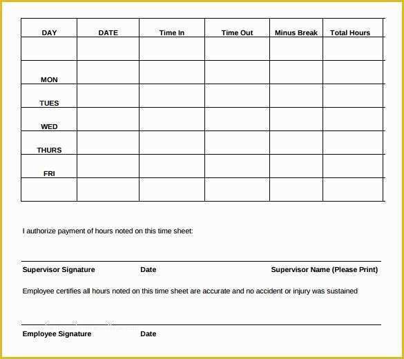 Timesheet Template Free Printable Of 29 Free Timesheet Templates – Free Sample Example format