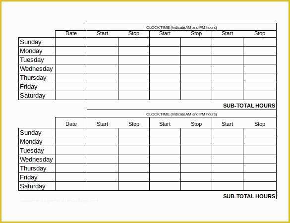 Timesheet Template Free Printable Of 29 Free Timesheet Templates – Free Sample Example format