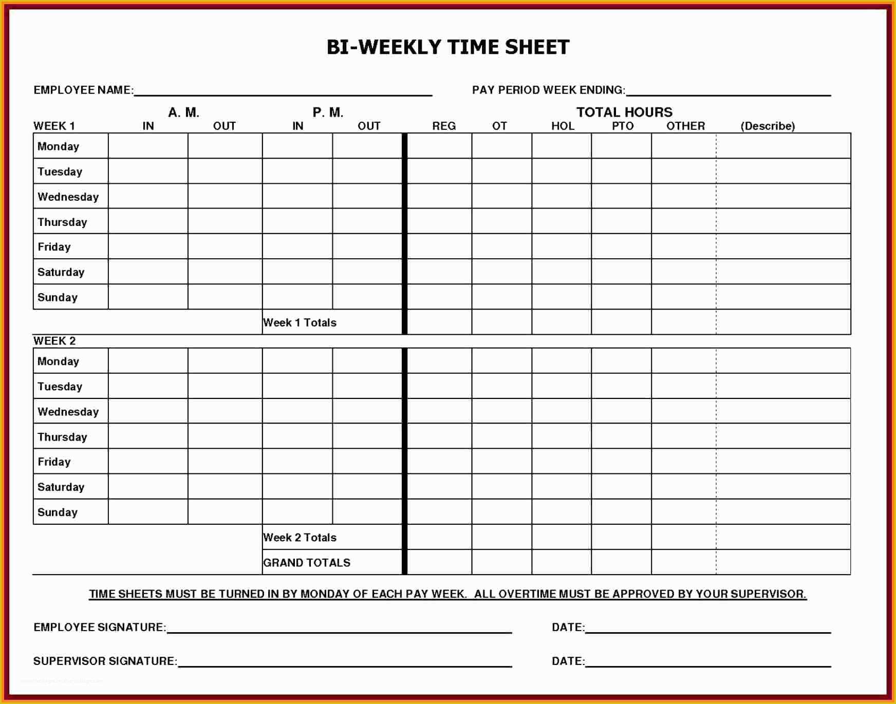 Timesheet Template Free Printable Of 5 Printable Payroll Sheets