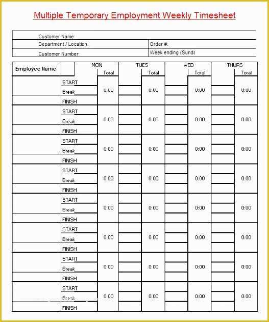 Timesheet Template Free Printable Of 7 Free Excel Timesheet Template Multiple Employees