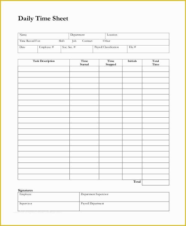 Timesheet Template Free Printable Of 9 Sample Printable Time Sheets