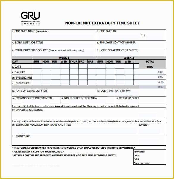 Timesheet Template Free Printable Of 9 Sample Timesheet Calculators